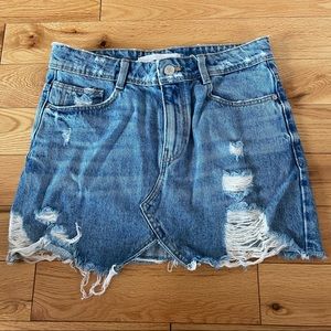 Zara Denim Mini Skirt with Rips